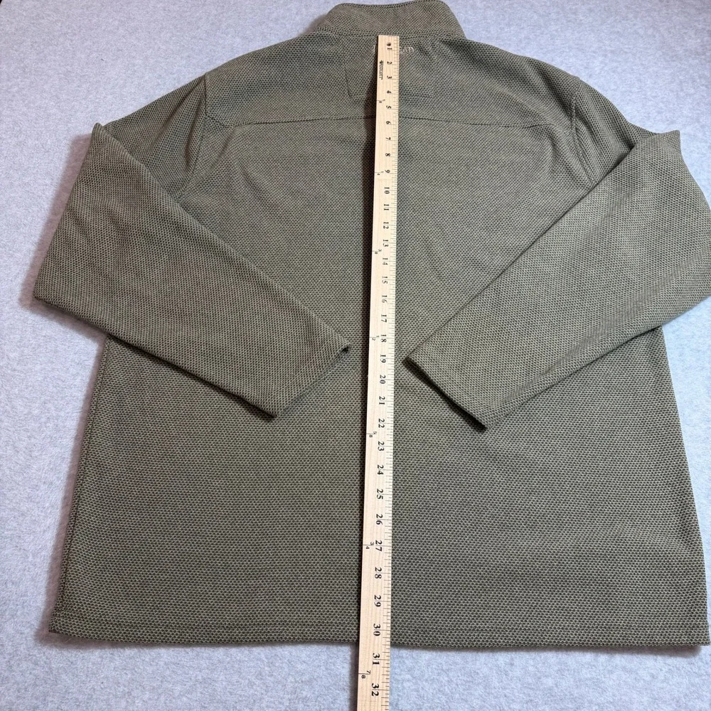 RedHead Pullover Sweater Mens XLT Green Waffle Knit Mock Neck Snap Button